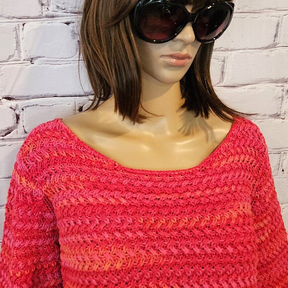 Designer - ST. JOHN Gorgeous 100% cotton pink/red/orange cable knit sweater - Picture 6 of 10
